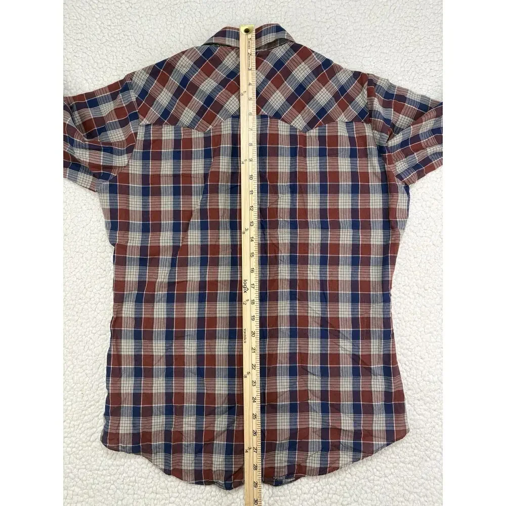Vintage‎ Levi Strauss & Co Western Pearl Snap Shirt Mens Size M Red Blue Plaid